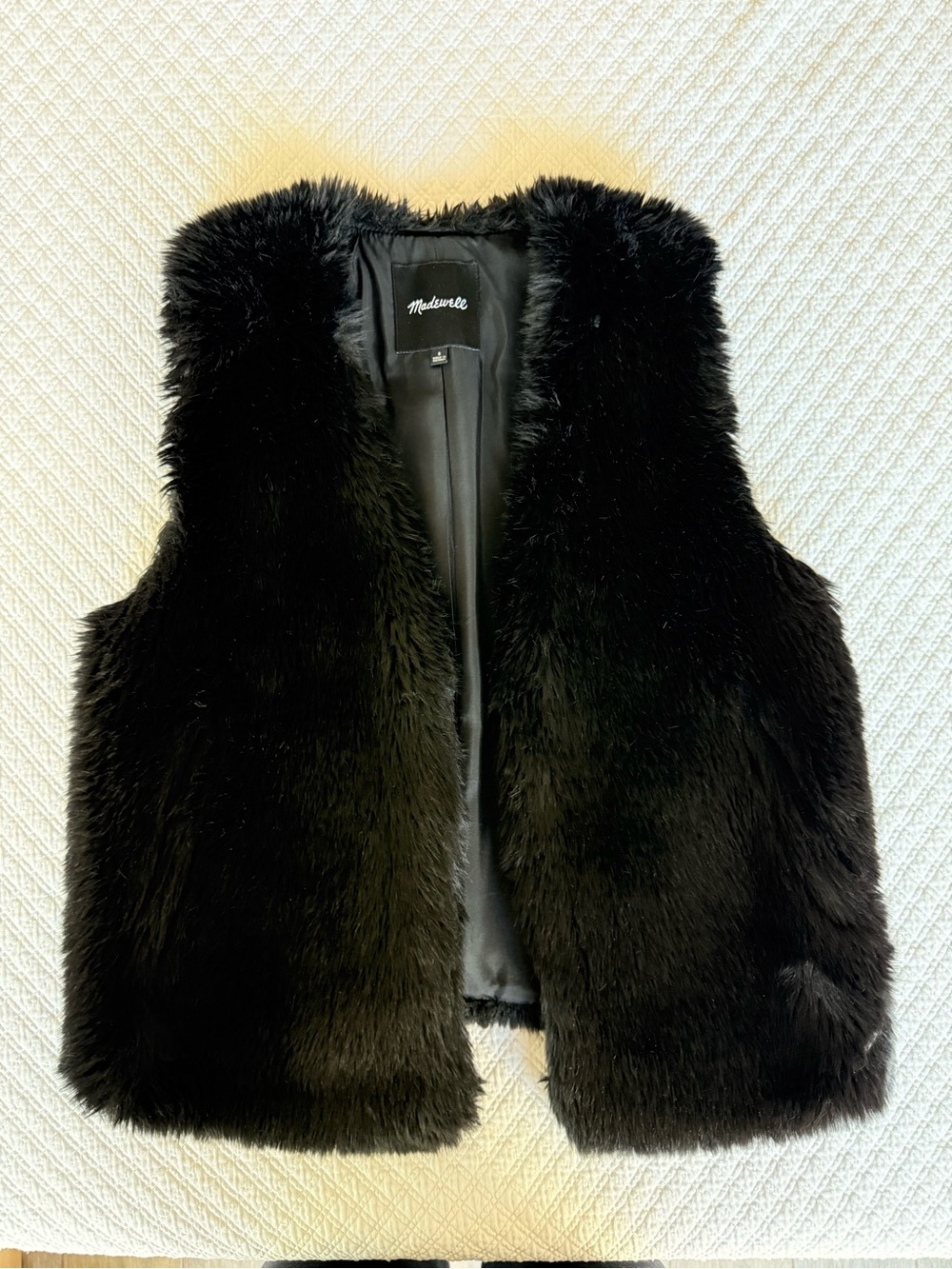 Madewell Black Faux Fur Sleeveless Vest